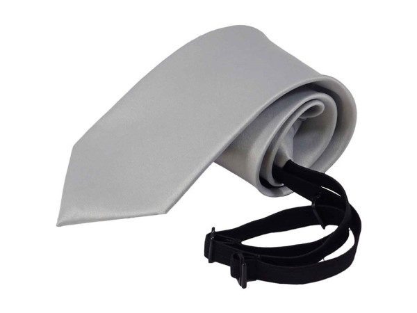 Tie with elastic band - Safety tie - Pre-tied ties in satin finish - 51 x 7 cm gray