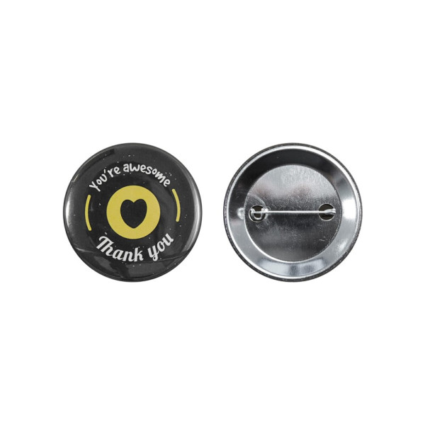 Metal button 56mm with double crimped pin
