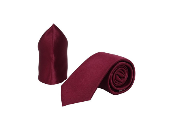 Tie set for men - Tie and pocket square made of satin microfiber - Handmade in Italy - 150 x 7 cm - 