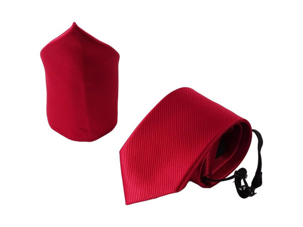 Tie set for men - Safety tie & pocket square - Pre-tied tie with elastic band and pocket square made