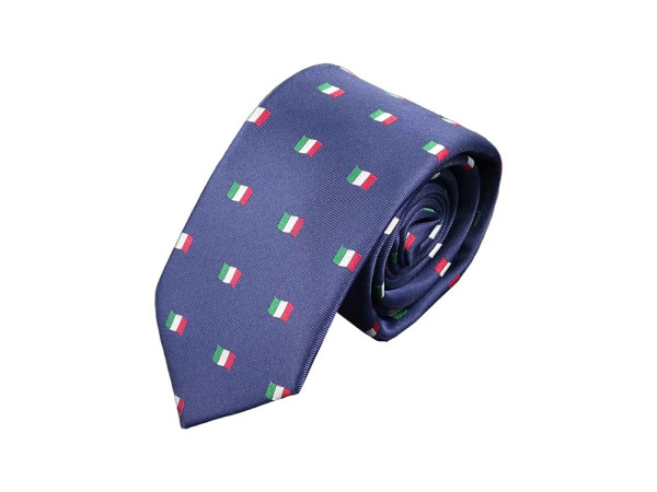 Tie for men made of microfiber - Elegant and narrow - handmade in Italy - Italy flag 150 x 7 cm - bl