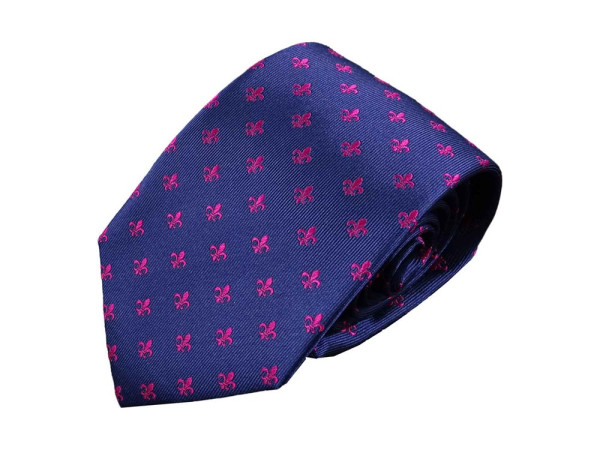 Tie Fleur de Lis - 100% silk ties. Noble men's design tie blue for business, wedding - 150 x 8 cm - 