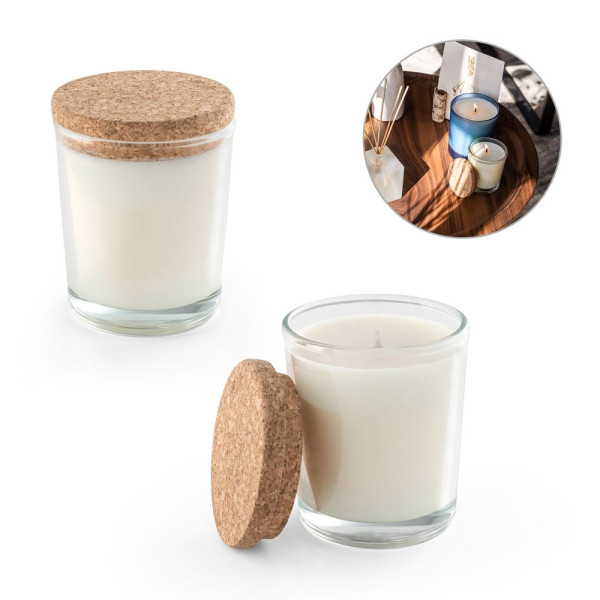 ZEN 80. Aromatic candle in a glass holder with a cork lid 80 g