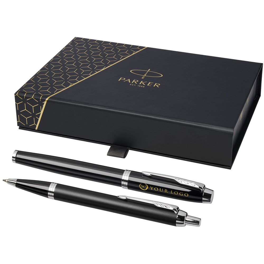 Parker IM Black Gold Trim Fountain & Ballpoint Pen Set