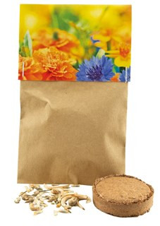Natural Bag Edible Flowers, cornflower, marigold, tagetes tenuifolia,  incl. 1-4 c digital printing 